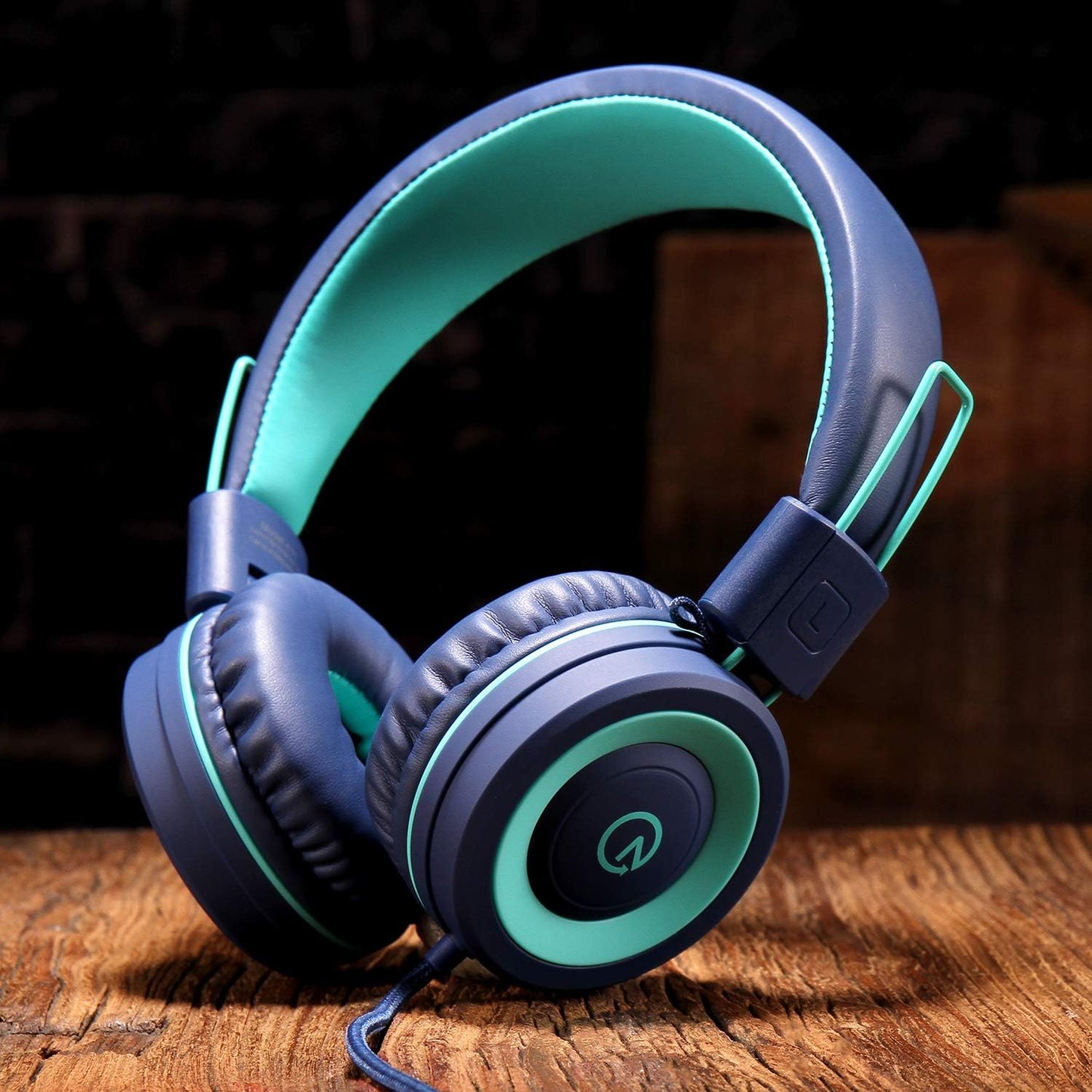 Kids Headphones -  K11 Foldable Stereo Tangle-Free 3.5Mm Jack Wired Cord On-Ear Headset for Children/Teens/Boys/Girls/Smartphones/School/Kindle/Airplane Travel/Plane/Tablet (Navy/Teal)